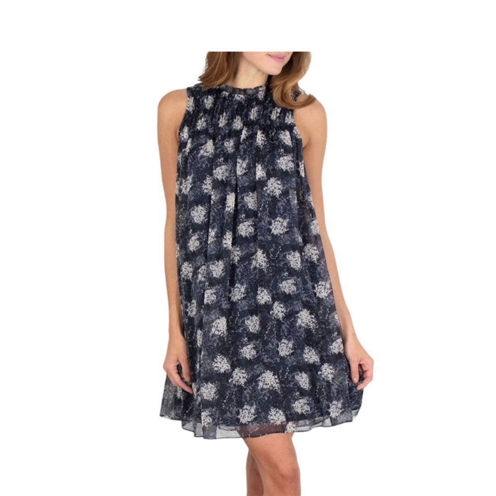 Joie Baltic Dress Womens M Mini‎ Dress NWT Sleeveless Navy Blue Chiffon JE6000PR
